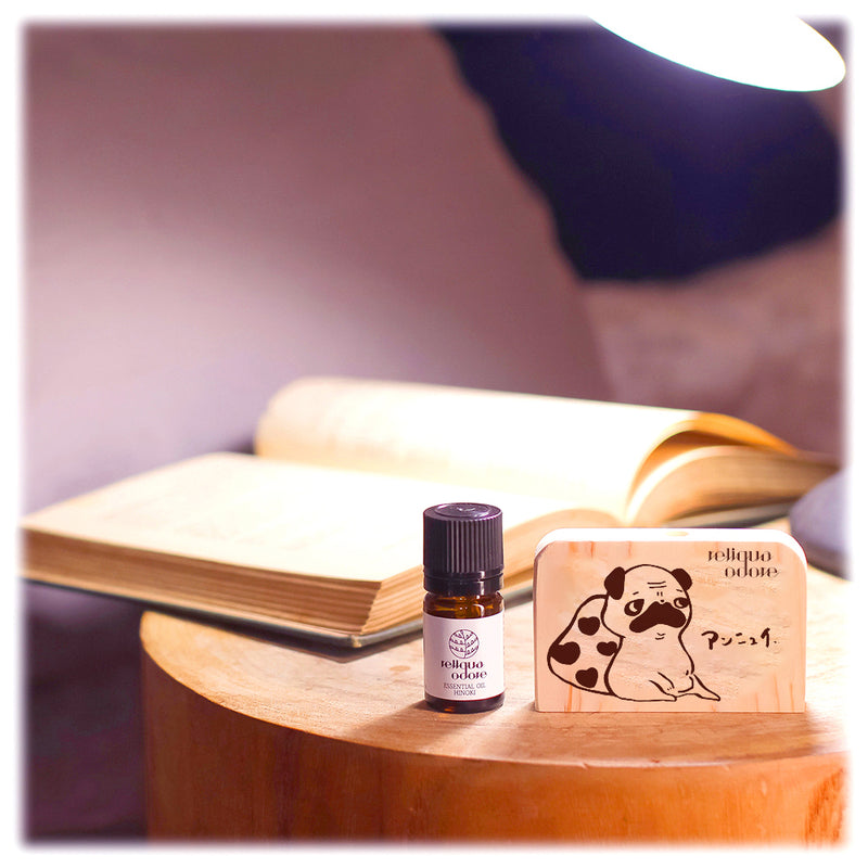 国産土佐ひのき アロマディッシュ プレゼント パグ＆精油 5ml セット